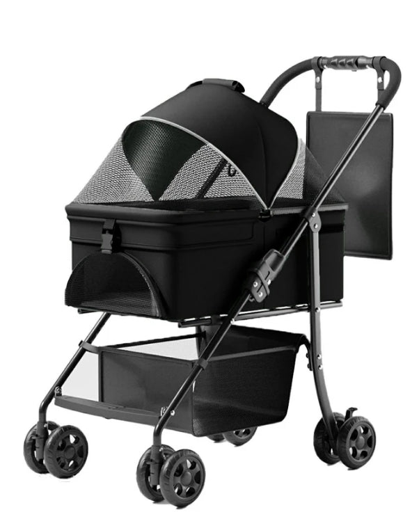 dog stroller with removable carrier 2 in 1 Folding Dog Stroller, Pet Folding Stroller, 4 Wheels Dog/Cat Pu – GoldenHome Store