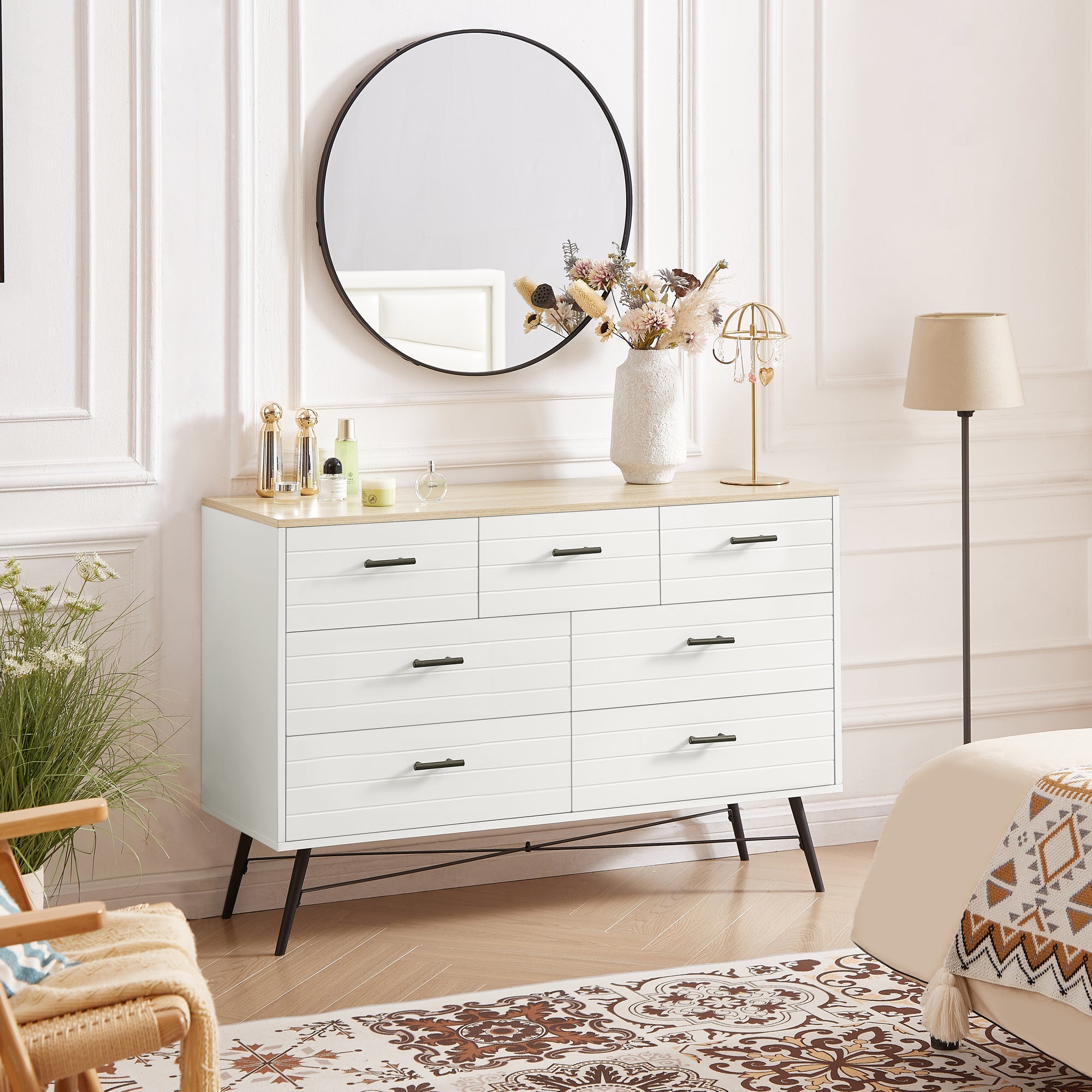 7 Drawer Dresser for Bedroom with Deep Drawers, Wood Dressers & Chest GoldenHome Store 7 Drawer Dresser for Bedroom with Deep Drawers, Wood Dressers & Chest GoldenHome Store
