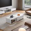 Mordelle 70.8" Modern Rectangle Glossy White Extendable Coffee Table with 2 Drawers