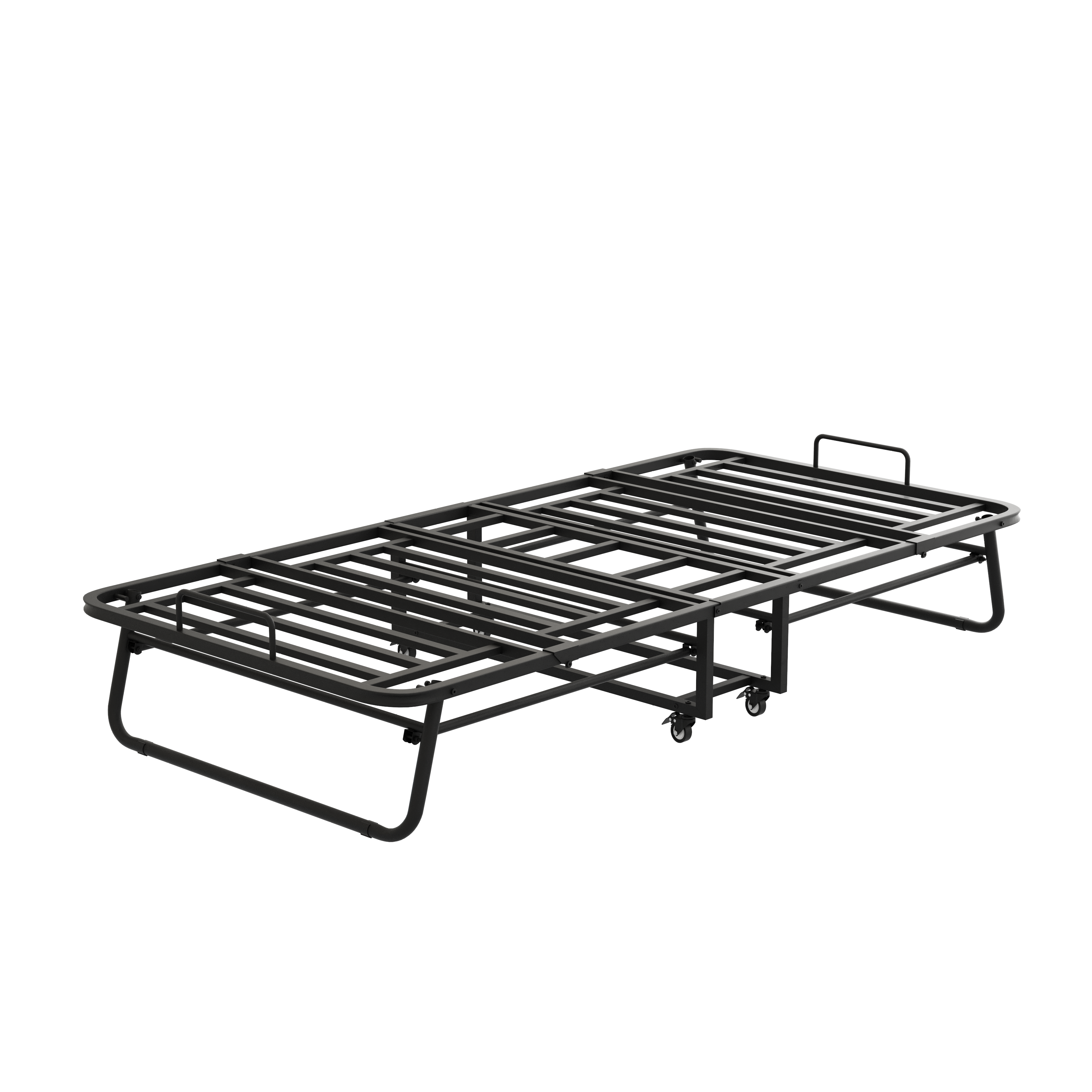 Folding Bed with Mattress 75" x 38" Rollaway Guest Bed Portable Foldable Bed for Adults with 5" Memory Foam Mattress Space-Saving Sturdy All Metal Steel Pipe Frame
