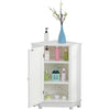 White Bathroom Cabinet Triangle Corner Storage Cabinet with Adjustable Shelf Modern Style MDF Board