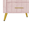 Upholstered Wooden Nightstand with 3 Drawers and Metal Legs&Handles, Bedside Table with Marbling Worktop - Pink