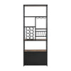 82.7" Industrial Standing Wine Rack with Glass Rack Tall Freestanding Floor Bar Cabinet