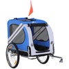 Aosom Dog Bike Trailer Pet Cart Bicycle Wagon Cargo Carrier Attachment for Travel with 3 Entrances Large Wheels for Off-Road & Mesh Screen - Light Blue / White