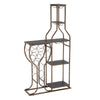 Grey 11 Bottle Wine Bakers Rack, 5 Tier Freestanding Wine Rack with Hanging Wine Glass Holder and Storage Shelves, Wine Storage Home Bar for Liquor and Wine Storagefor Kitchen, Dining Room